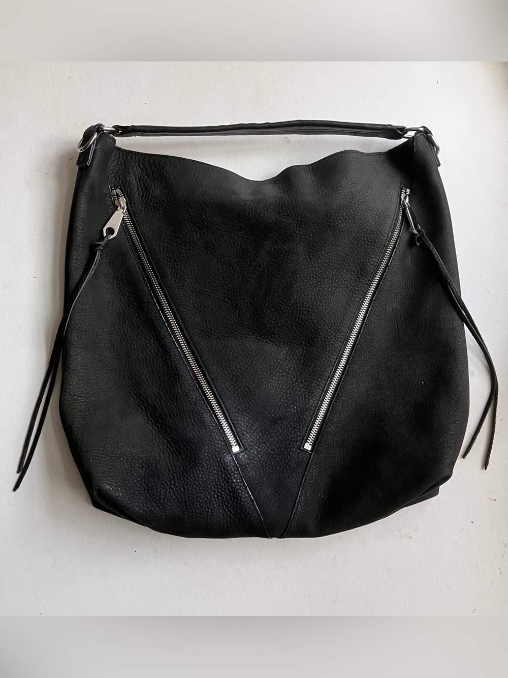 Rebecca Minkoff Purse Moto Crossbody Shoulder Hobo Bag Black Leather - Picture 10 of 10